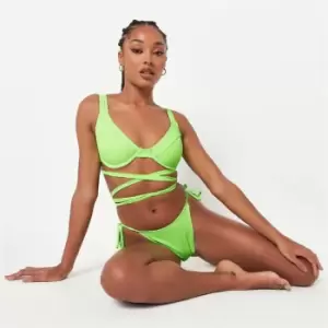 Missguided Tie Side Bikini Bottoms - Green