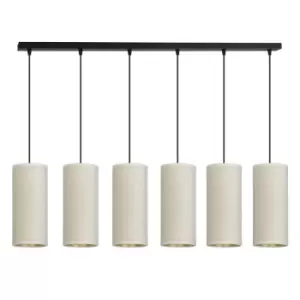 Emibig Bente Black Bar Pendant Ceiling Light with White Fabric Shades, 6x E14