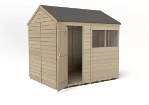 Forest Garden 8 x 6ft Reverse Apex Overlap Pressure Treated Shed with Assembly