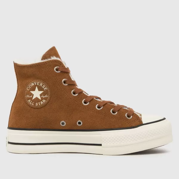 Converse all star lift cozy trainers in brown