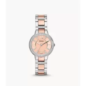 Fossil Womens Virginia Two-Tone Stainless Steel Watch - 2T Silver/Rose