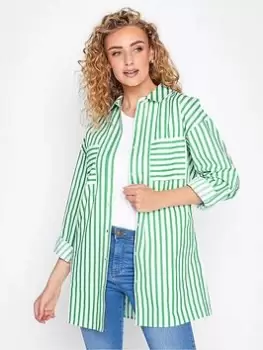 Long Tall Sally Apple Stripe Oversized Shirt, Green, Size 10, Women