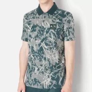 Armani Exchange Print Cotton Polo Shirt - L