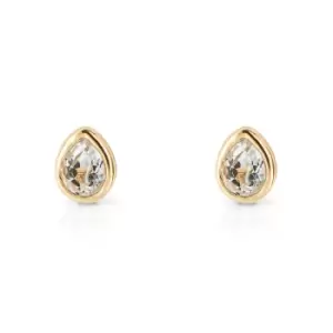 JG Signature Gold Plated April Birthstone Teardrop Stud Earrings