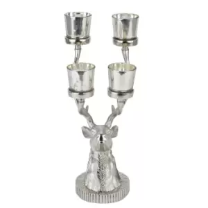 Silver Stag Four Tealight Holder