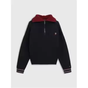 Tommy Hilfiger Monogram Half Zip-Up Sweater - Blue