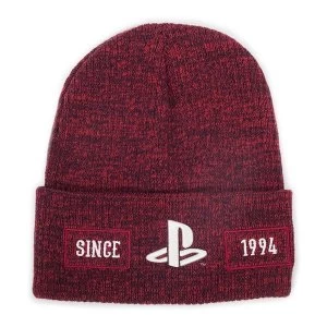 Sony Playstation Biker Logo Roll-up Unisex Beanie (Red)