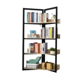 HOMCOM Steel Triangle Frame 4-Tier Storage Shelf Black