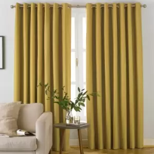 Furn. Moon Herringbone Blackout Ringtop Eyelet Curtains (pair) Polyester Ochre (117X137Cm)