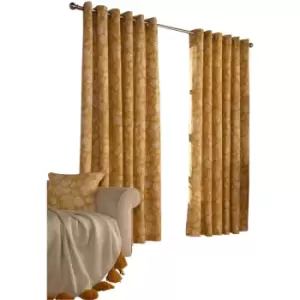 Furn Irwin Woodland Design Ringtop Eyelet Curtains (Pair) (117x183cm) (Mustard) - Mustard