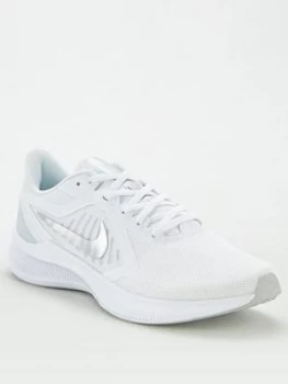 Nike Downshifter 10 - White/Silver , White/Silver, Size 8, Women