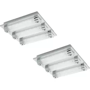 2 PACK Wall Flush Ceiling Light Colour Chrome Shade Clear Crystal LED 3x7W