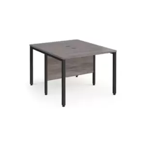 Maestro 25 back to back straight desks 1000mm x 1200mm - Black bench leg frame and grey oak top