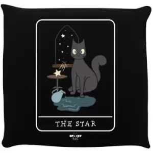 Spooky Cat The Star Tarot Cushion (One Size) (Black/Grey/White) - Black/Grey/White