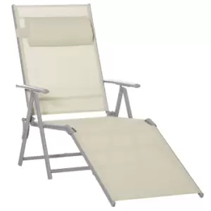 Outsunny Set of 2 Portable Folding Recliner Lounge Chairs - Beige