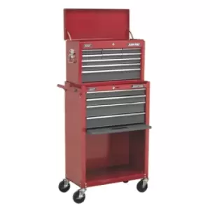 Sealey American Pro Topchest & Rollcab Combination 13 Drawer with Ball-Bearing Slides - Red/Grey