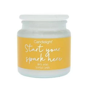 Large Frosted Wax Filled Jar 'Start Your Spark Here' - White Petals Scent