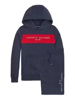 Tommy Hilfiger Boys Essential Colorblock Hoodie And Short Set - Navy, Size Age: 12 Years