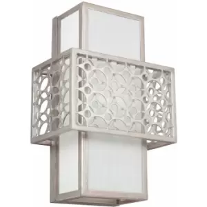 Loops - Wall Light Geometric Stamped Out Frame White Shade Sunrise Silver LED E27 60W