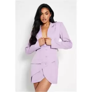 I Saw It First Lilac Asymetric Detail Wrap Blazer Dress - Purple