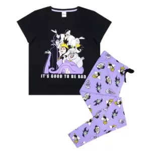 Disney Womens/Ladies Its Good To Be Bad Villains Pyjama Set (M) (Black/Lilac)