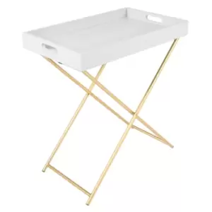 Wooden Tray Top Butler Table White