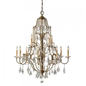 12 Light Multi-Tier Chandelier, Oxidised Bronze