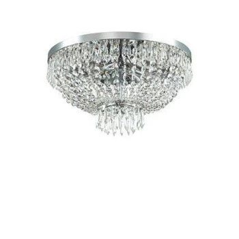 Caesar 6 Light Ceiling Flush Light Chrome, Crystal, G9