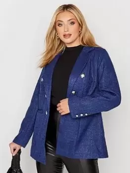 Yours Boucle Blazer - Blue Size 14, Women