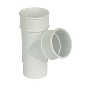 FloPlast RY1W Round Line Downpipe 67.5 Deg Branch - White 68mm