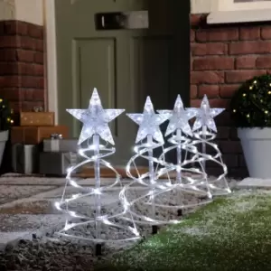 Festive Set Of 4 Spiral Pathfinder Trees Cool White