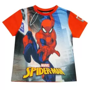 Spider-Man Boys Swinging Through The City T-Shirt (9-10 Years) (Red/Blue)