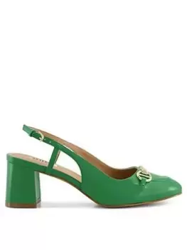 Dune London Cassie Snaffle Open Court - Green Leather, Green, Size 5, Women