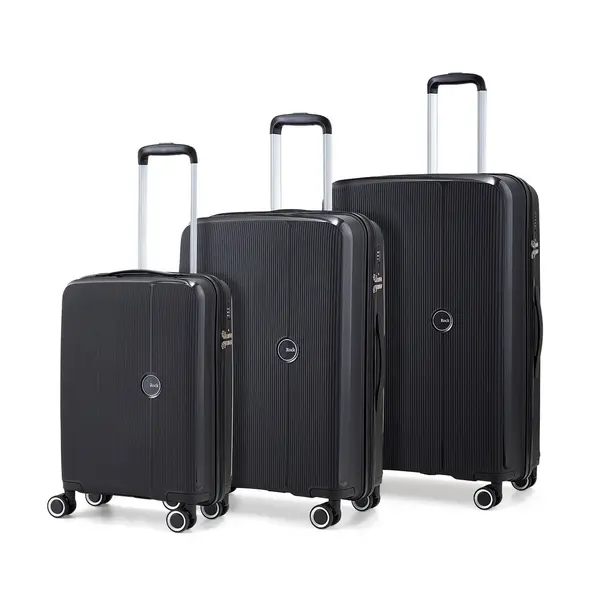 Rock Luggage Hudson IL49101 8 Wheel Hardshell Black Suitcase 3Pcs Set