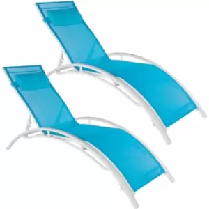 Tectake Set Of 2 Alina Sun Loungers Blue