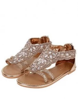 Monsoon Girls Valencia Beaded Scallop Sandal - Rose Gold