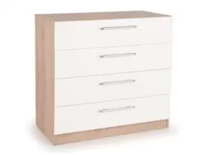 Harmony Hyde White and Oak 4 Drawer Chest of Drawers Flat Packed