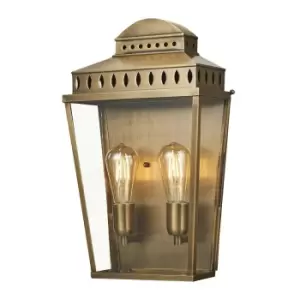 Outdoor IP44 Twin Wall Light Aged Brass LED E27 100W d01942