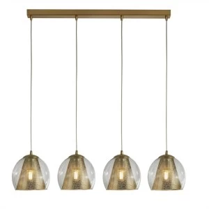 4 Light Pendant Bar Mesh Satin Brass, E27