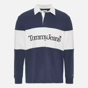 Tommy Jeans Mens Serif Linear Rugby Top - Twlight Navy - XL