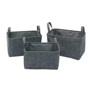 JVL Shadow Rectangular Fabric Storage Baskets With Handles Set Of 3