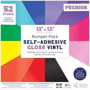 Premium Gloss Self Adhesive Vinyl and Tape 12x12 Bumper Pack 12 Colours