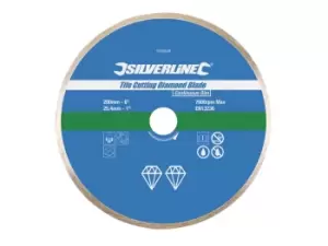 Silverline 918528 Tile Cutting Diamond Blade 200 x 25.4mm Continuous Rim