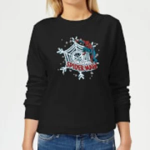 Marvel The Amazing Spider-Man Snowflake Web Womens Christmas Sweatshirt - Black - 3XL - Black