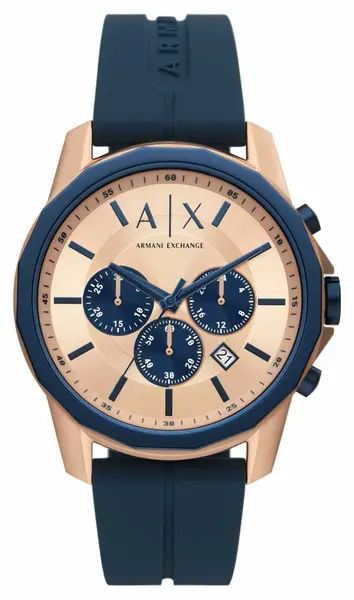 Armani Exchange AX1730 Rose Gold Dial Blue Silicone Strap Watch