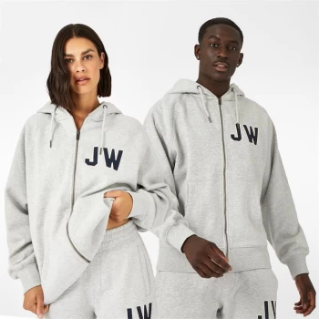 Jack Wills Unisex Varsity Zip Hoodie - Grey Marl