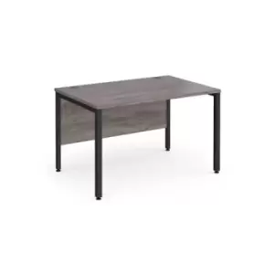 Maestro 25 straight desk 1200mm x 800mm - Black bench leg frame and grey oak top