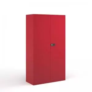 Steel contract cupboard with 3 shelves 1806mm high - red