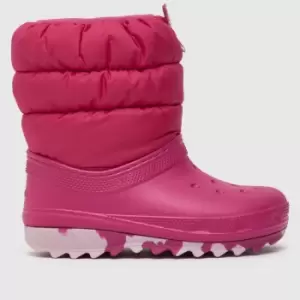 Crocs Pink Classic Neo Puff Girls Junior Boots