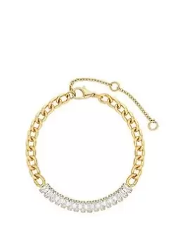 Mood Gold Crystal Baguette Chain T Bar Bracelet